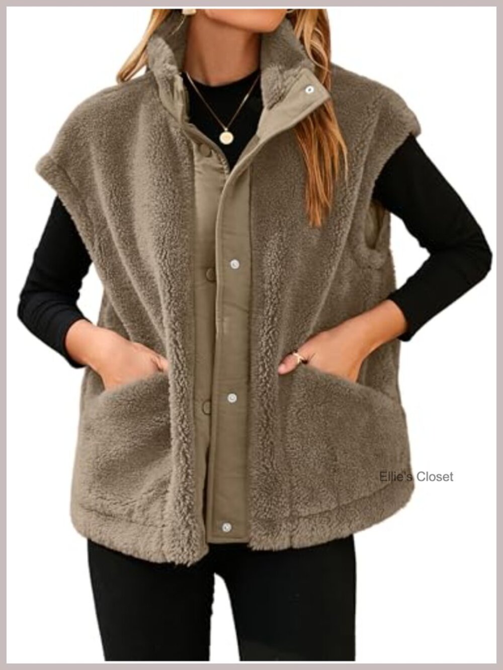 Fuzzy Fleece Sherpa Vest Faux Fur Button Down Sleeveless Jacket